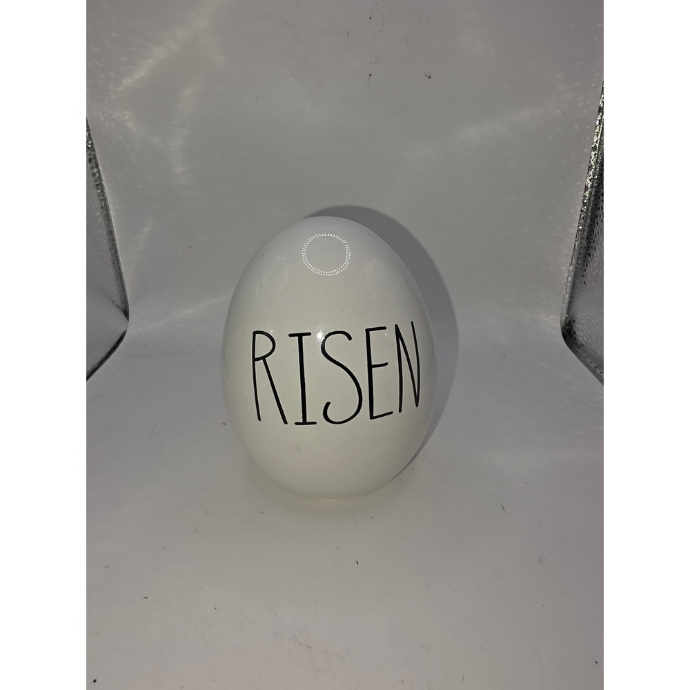 Rae Dunn Risen Ceramic Egg Figurine White Easter Farmhouse Decor